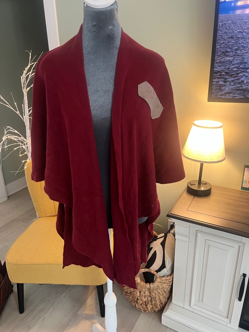 Soft Surroundings Burgundy Wrap Cape - Picture 3 of 4